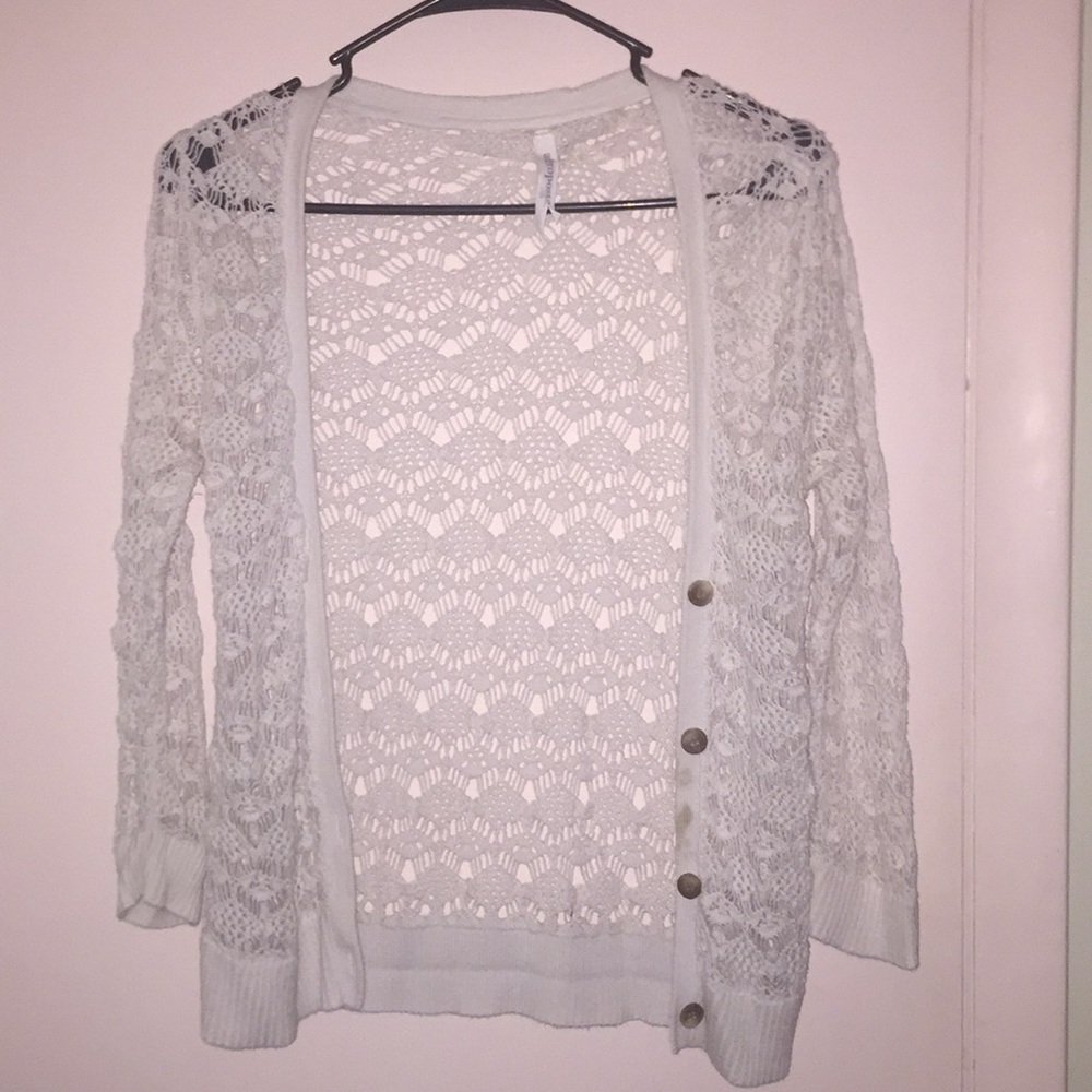 aeropostale white lace cardigan